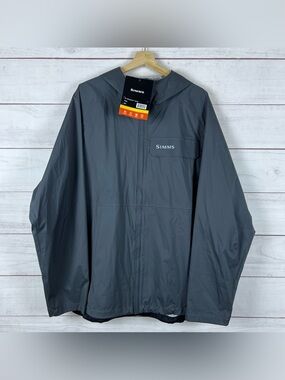 Simms Waypoints Jacket Mens XXL Gray Waterproof Packable Rain Shell NEW